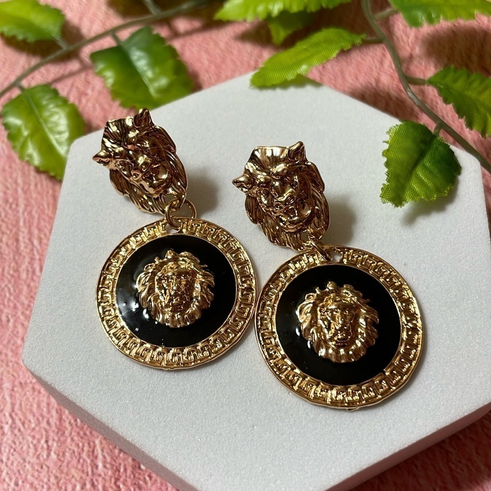 Sassy Studs Lion Drop Earrings - Picture 7 of 15